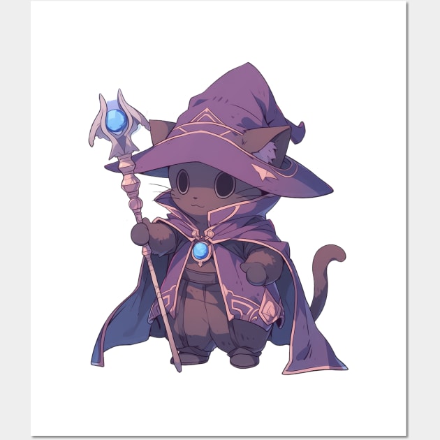 Black Mage Cat Hero Wall Art by SundayDonuts